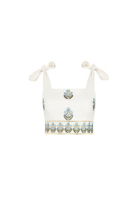 Begum Crop Top- Off White & Blue Dresses - Formal Rosewater House - Wholesale SS25