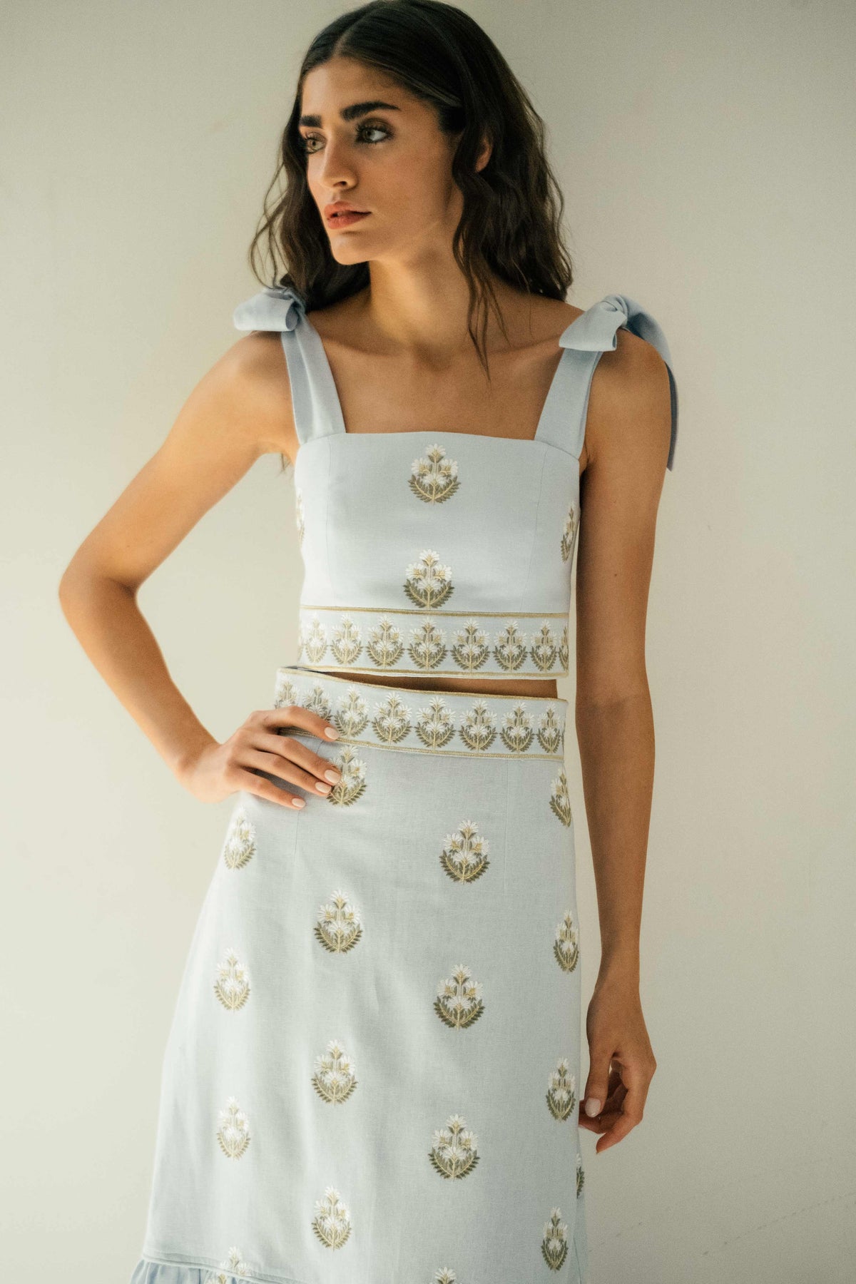 Begum Set - Light Blue & White Dresses - Formal Rosewater House