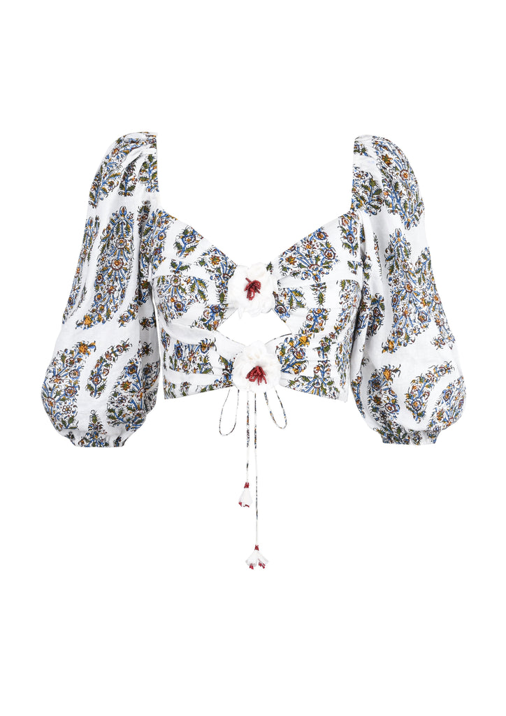 Rosa Cut-out Bustier - Paisley Ghalamkar Tops - Bustier & Embroidered Rosewater House