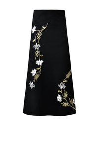 Lily Skirt - Black & Ivory & Gold Rosewater House