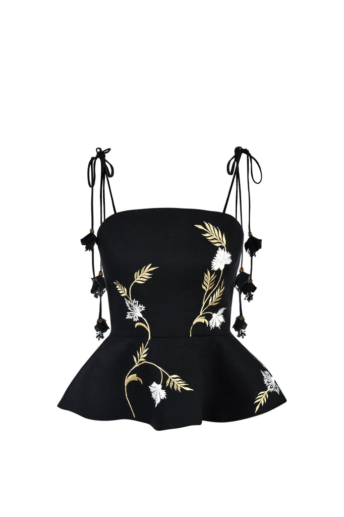 Lily Top - Black & Ivory & Gold Rosewater House