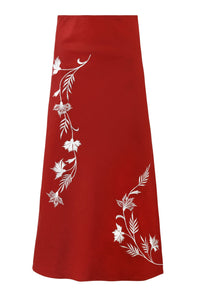 Lily Skirt - Deep Red & Ivory Rosewater House