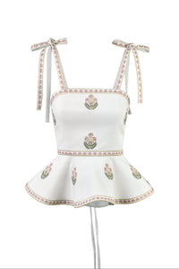 Mina Top - Ivory & Pink (SAMPLE) Rosewater House