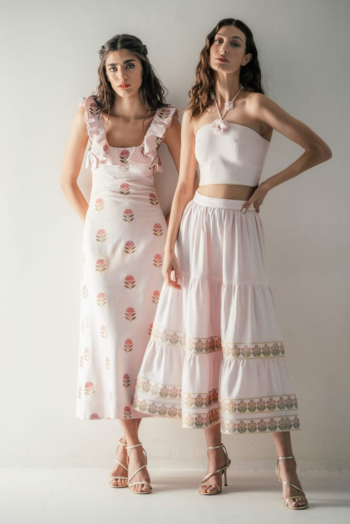 Parya Ruffle Skirt - Pink Bottoms - Skirts Rosewater House