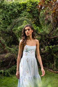Sarv Maxi Dress - Baby Blue & White Rosewater House