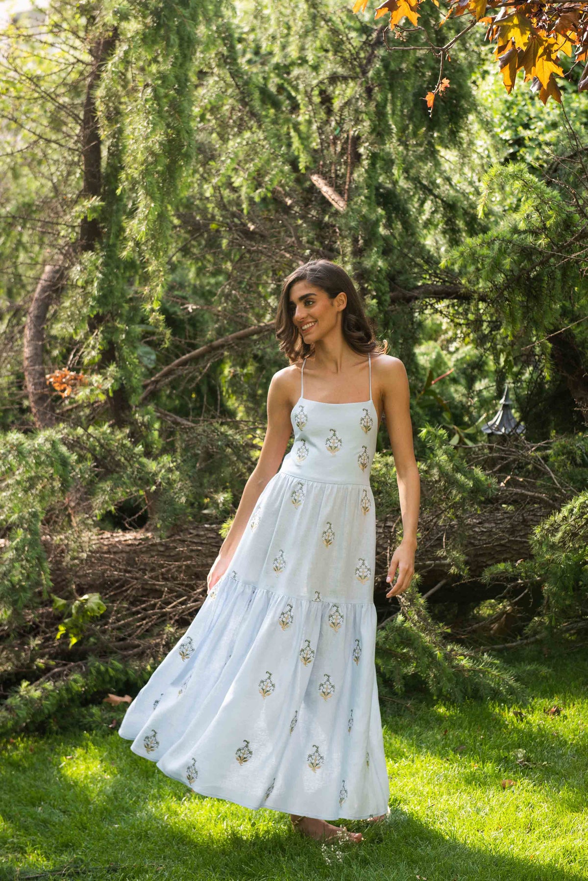 Sarv Maxi Dress - Baby Blue & White Rosewater House