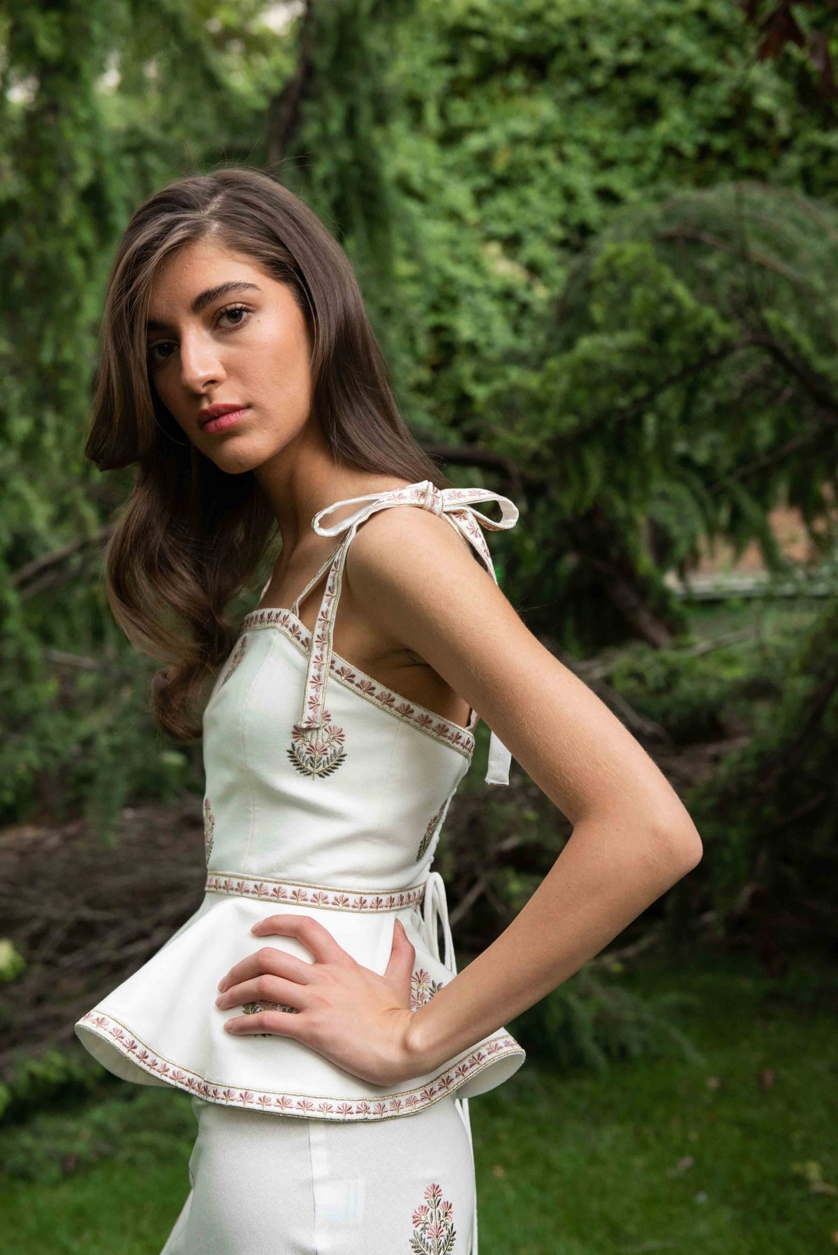 Mina Top - Ivory & Pink Rosewater House