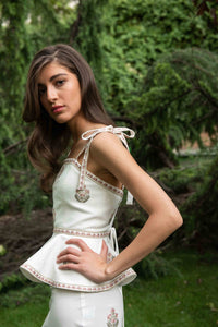 Mina Top - Ivory & Pink Rosewater House