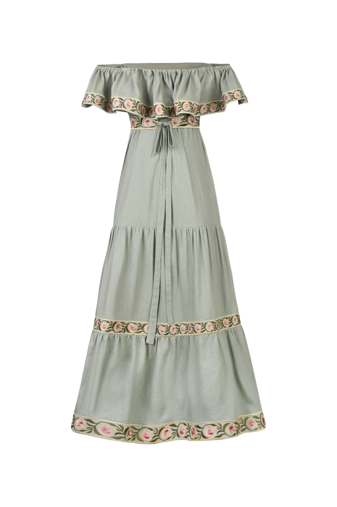 Carnation Ruffle Dress in Mint & Pink