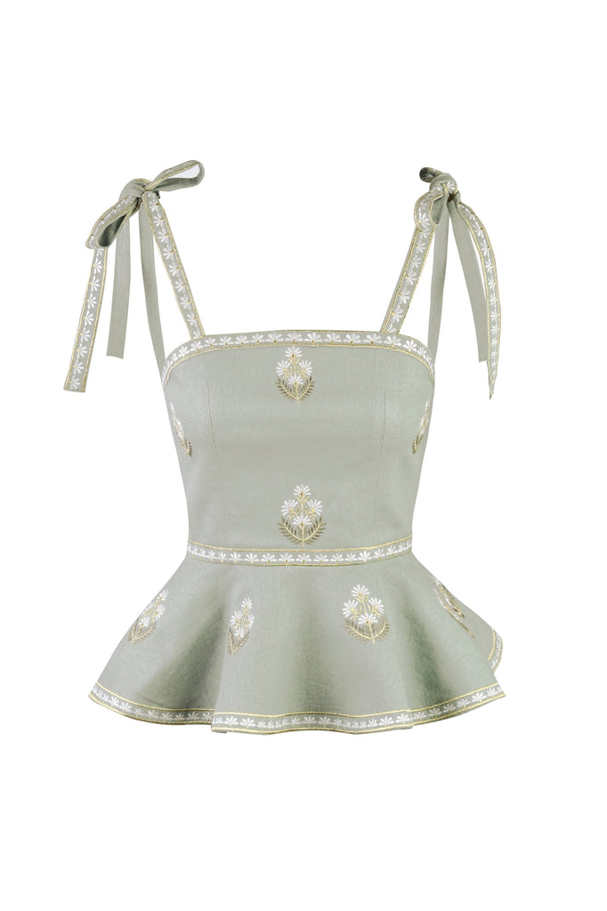 Mina Top - Mint & Ivory Rosewater House
