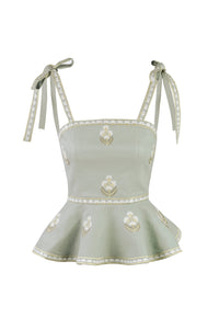 Mina Top - Mint & Ivory Rosewater House