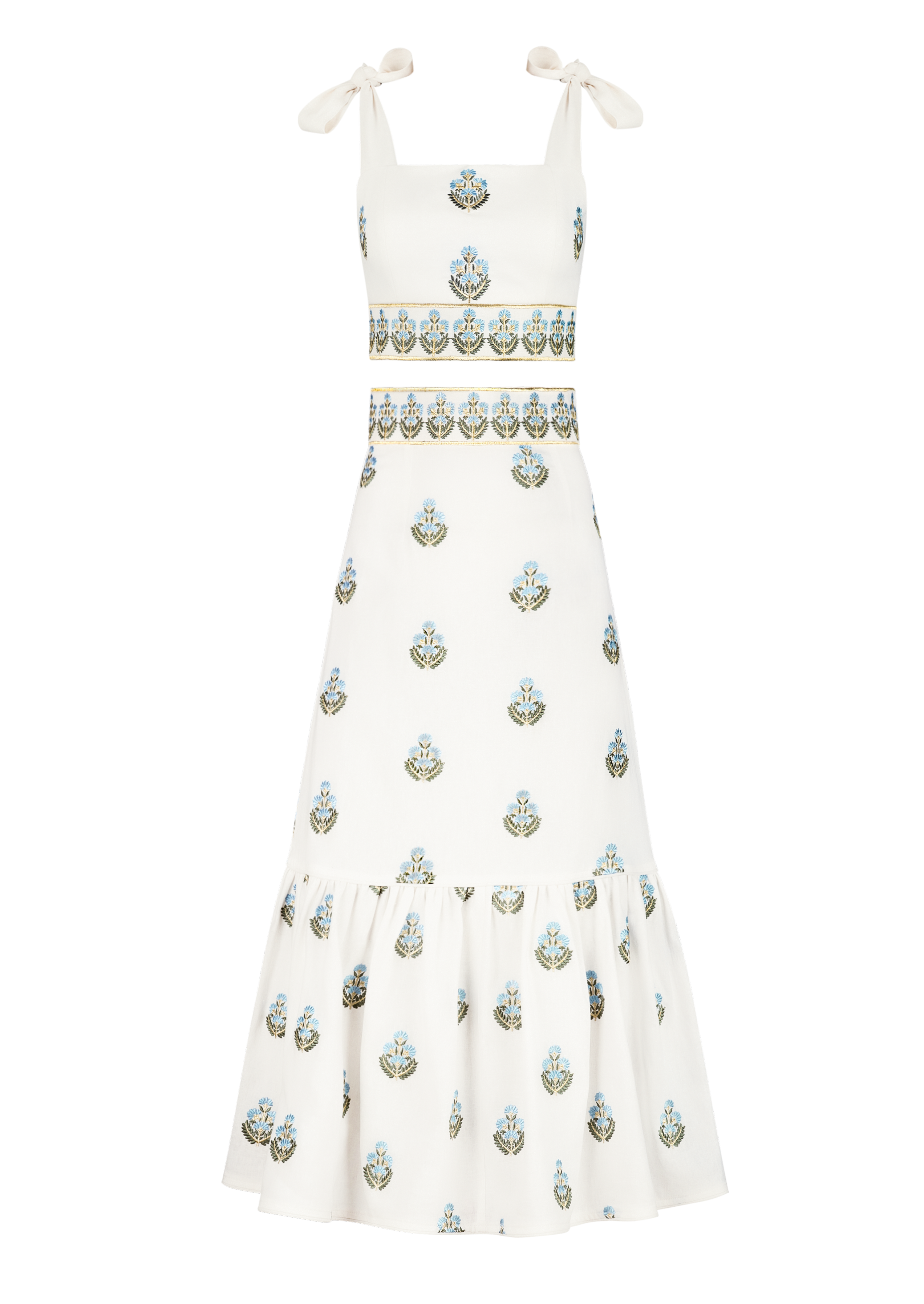 OTM Exclusive: Begum Set in Off-White & Blue