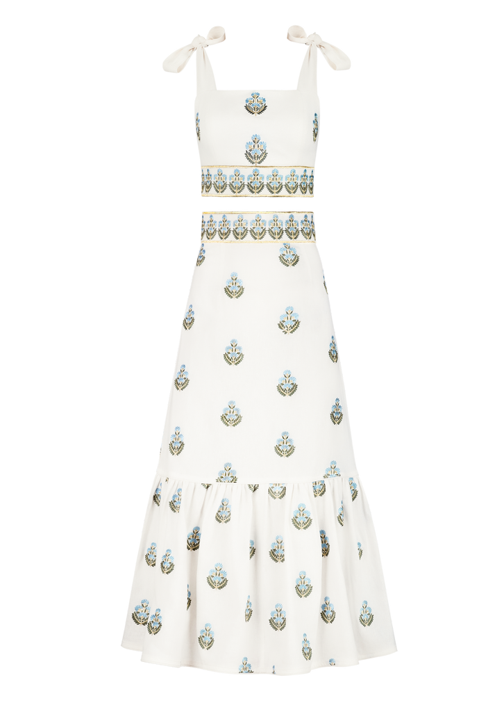 OTM Exclusive: Begum Set in Off-White & Blue