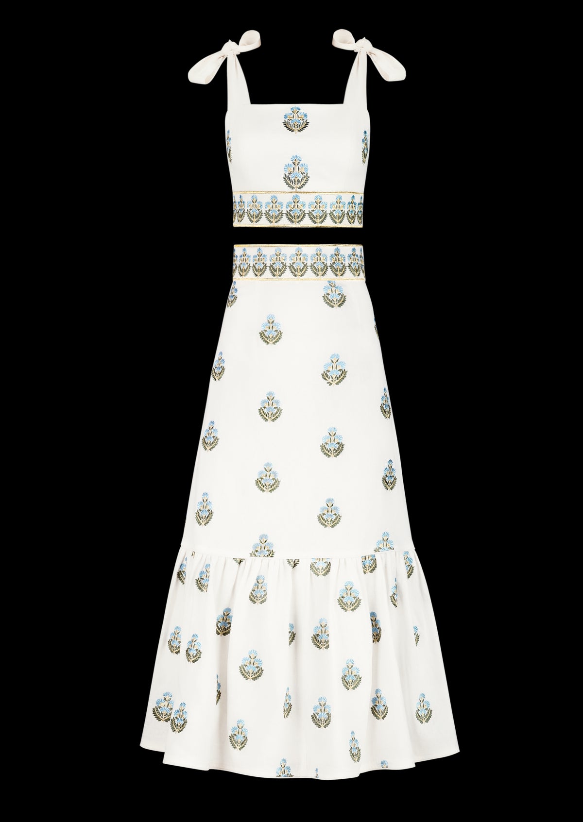 OTM Exclusive: Begum Set in Off-White & Blue