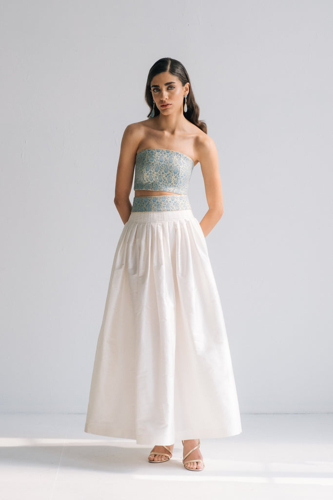Silk Taffeta Yass Skirt in Off-White