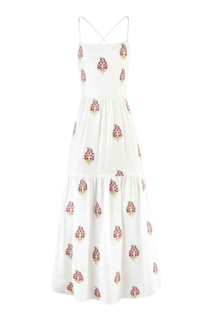 Sarv Maxi Dress - Off White & Red Rosewater House