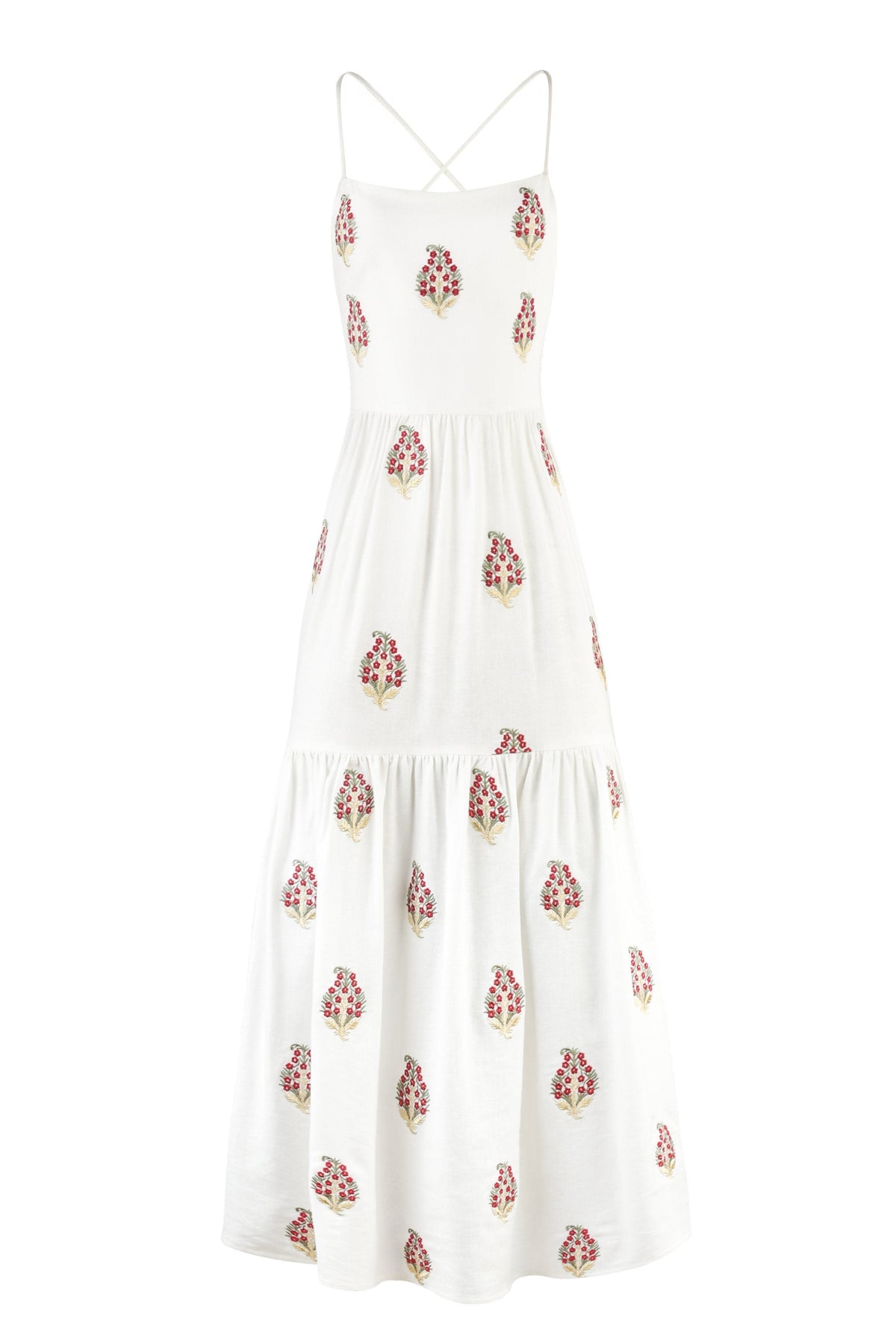 Sarv Maxi Dress - Off White & Red Rosewater House