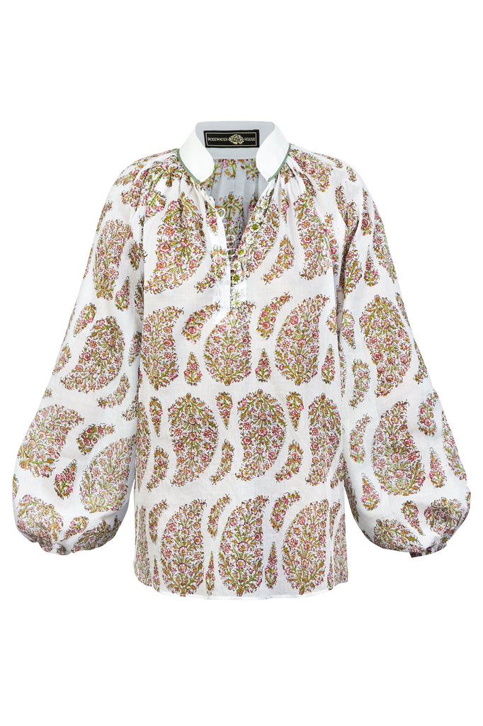 Golab Blouse - Pink Paisley Tops - Blouse Rosewater House