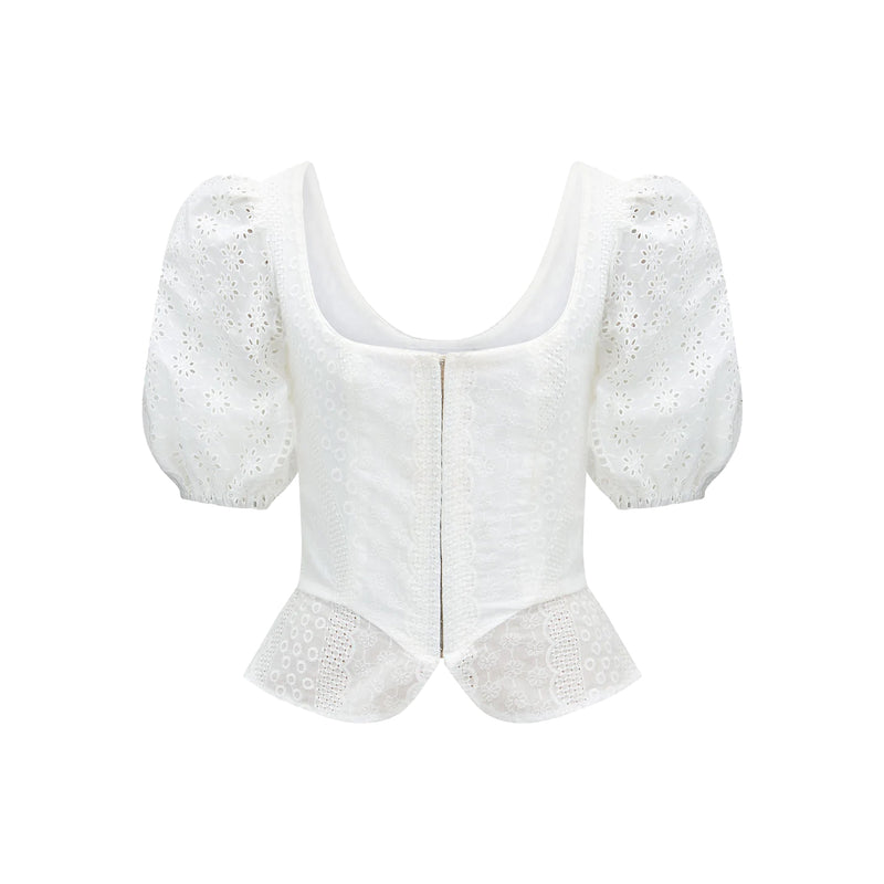 Roya Bodice in White Eyelet