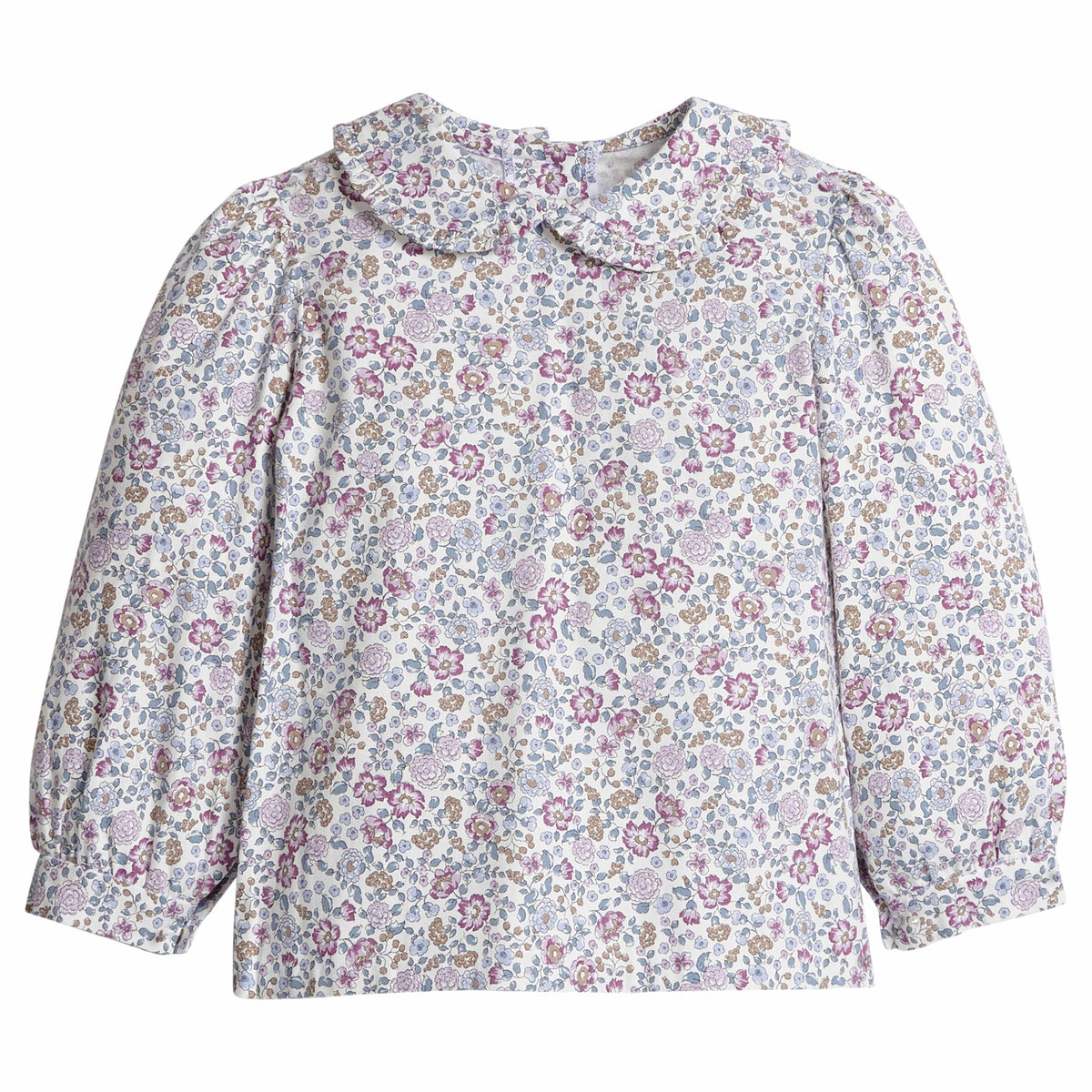 little english classic children's clothing girls long sleeve peter pan blouse in light purple floral for fall