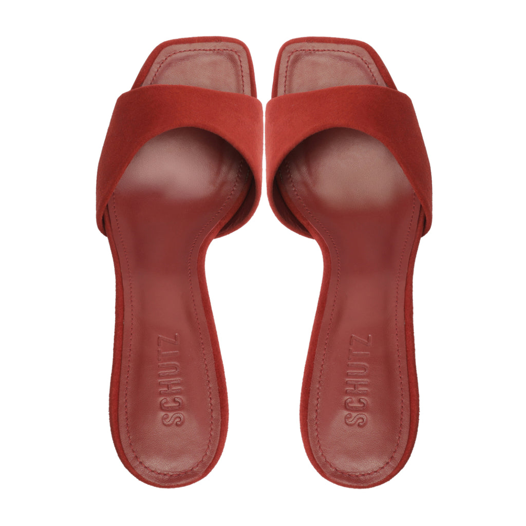 Posseni Suede Sandal in Red Brown