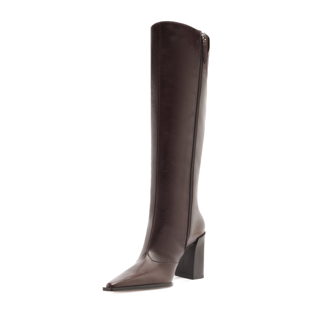 Raffaela Up Leather Boot in Dark Chocolate