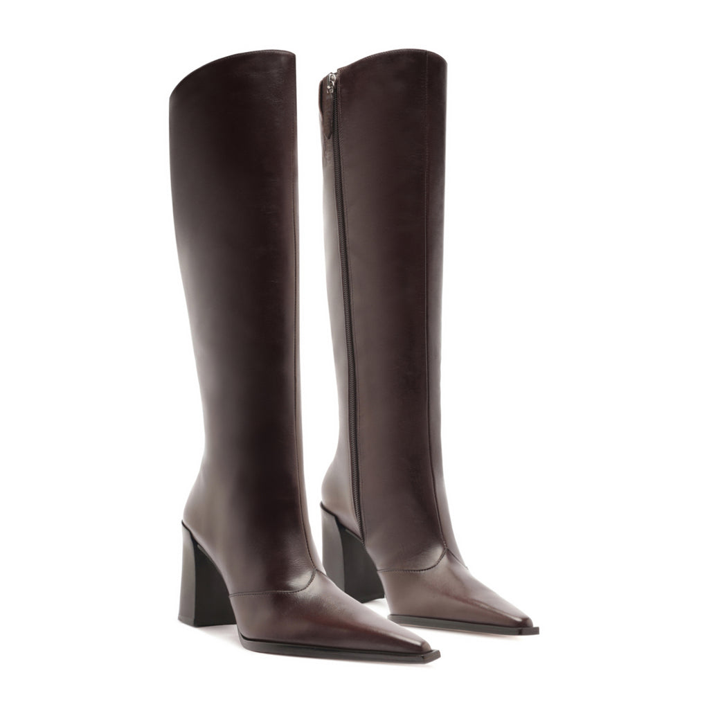 Raffaela Up Leather Boot in Dark Chocolate