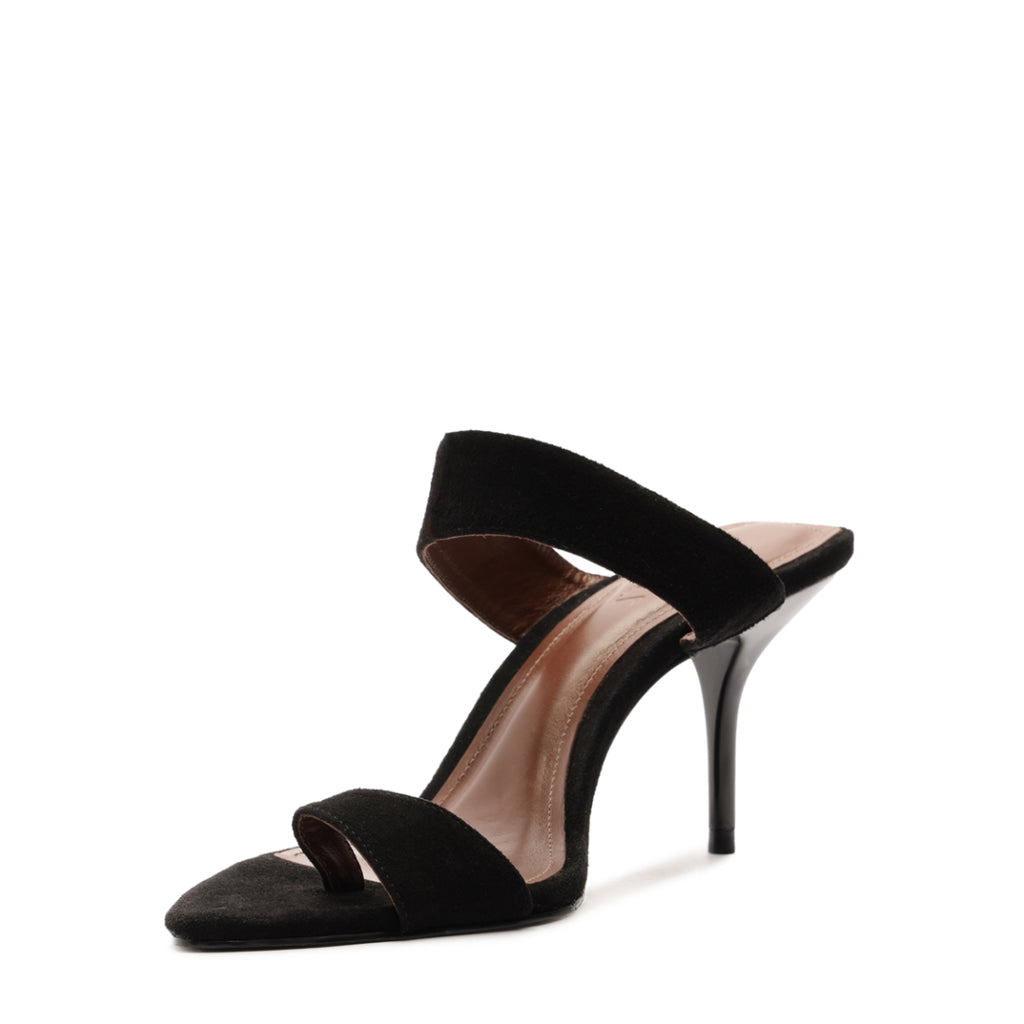 Melina Suede Sandal in Black