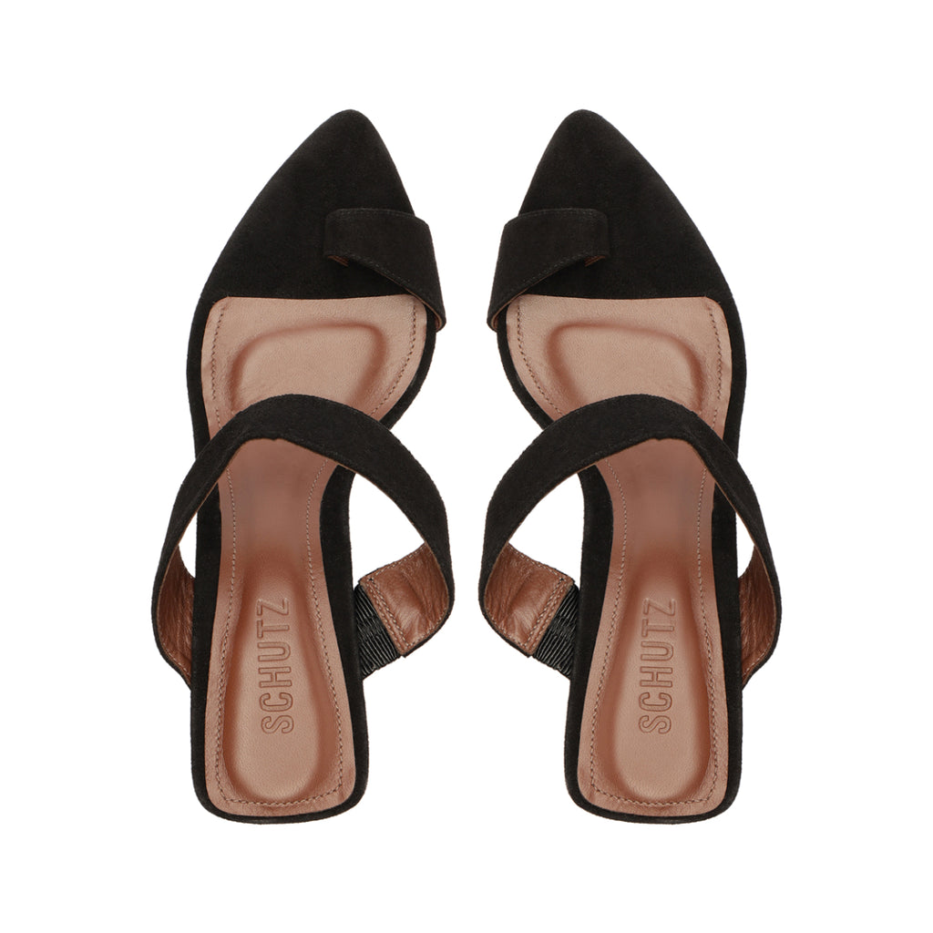 Melina Suede Sandal in Black