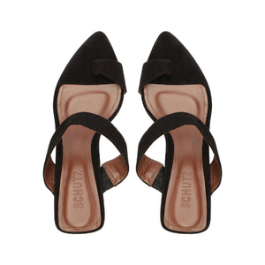 Melina Suede Sandal in Black