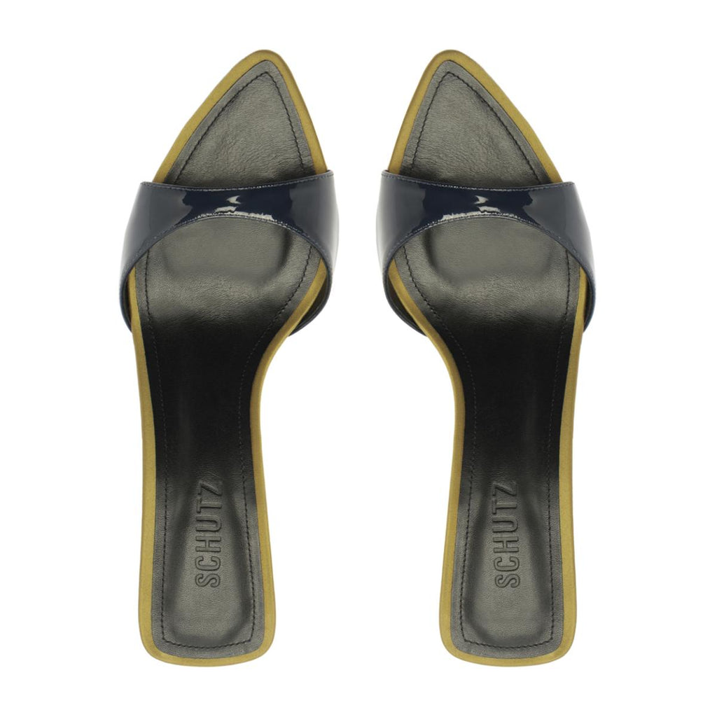 Elodie Patent Sandal in Oxford Blue