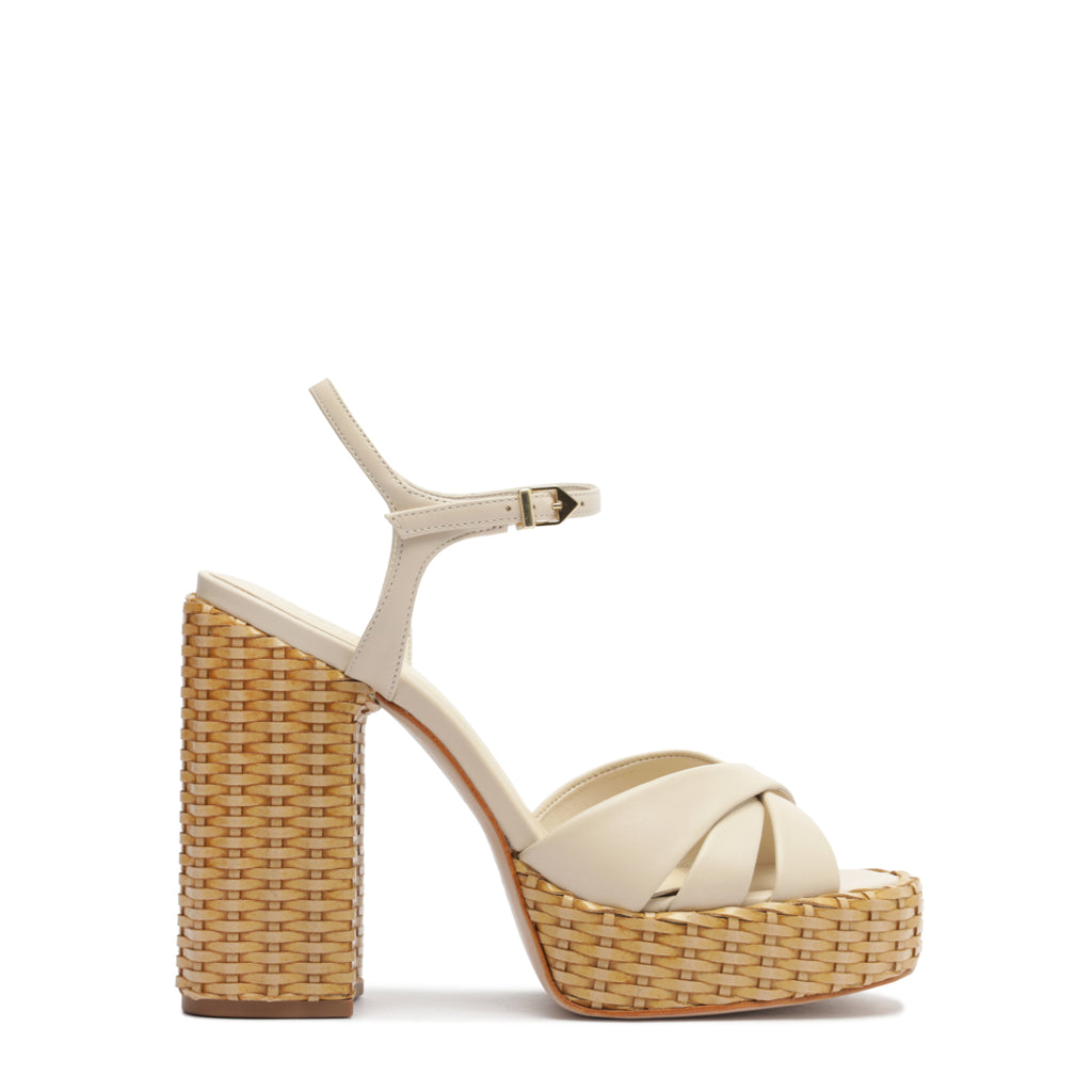 Keefa Straw Leather Sandal in Beige
