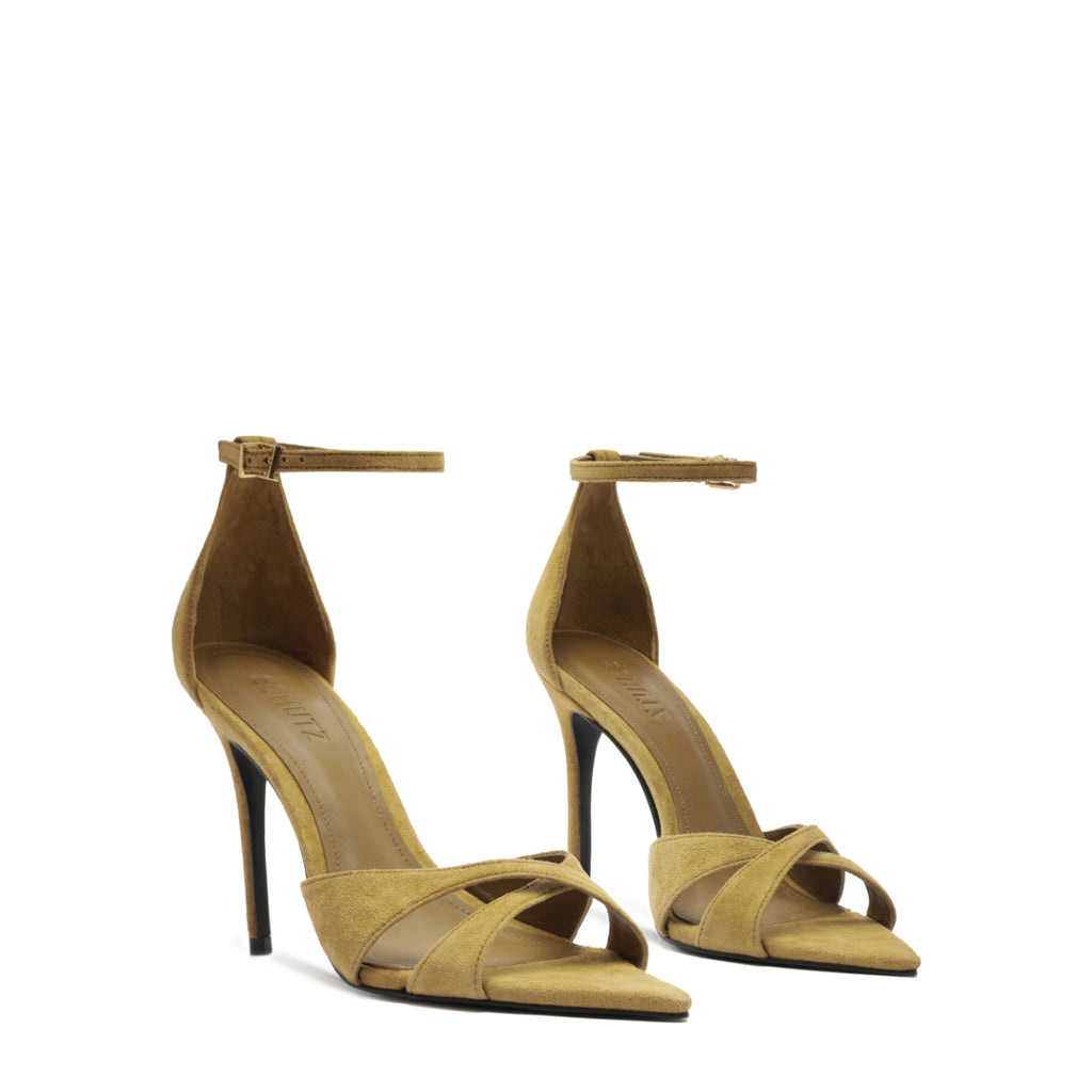 Hilda Leaf Suede Sandal in Dried Pistachio