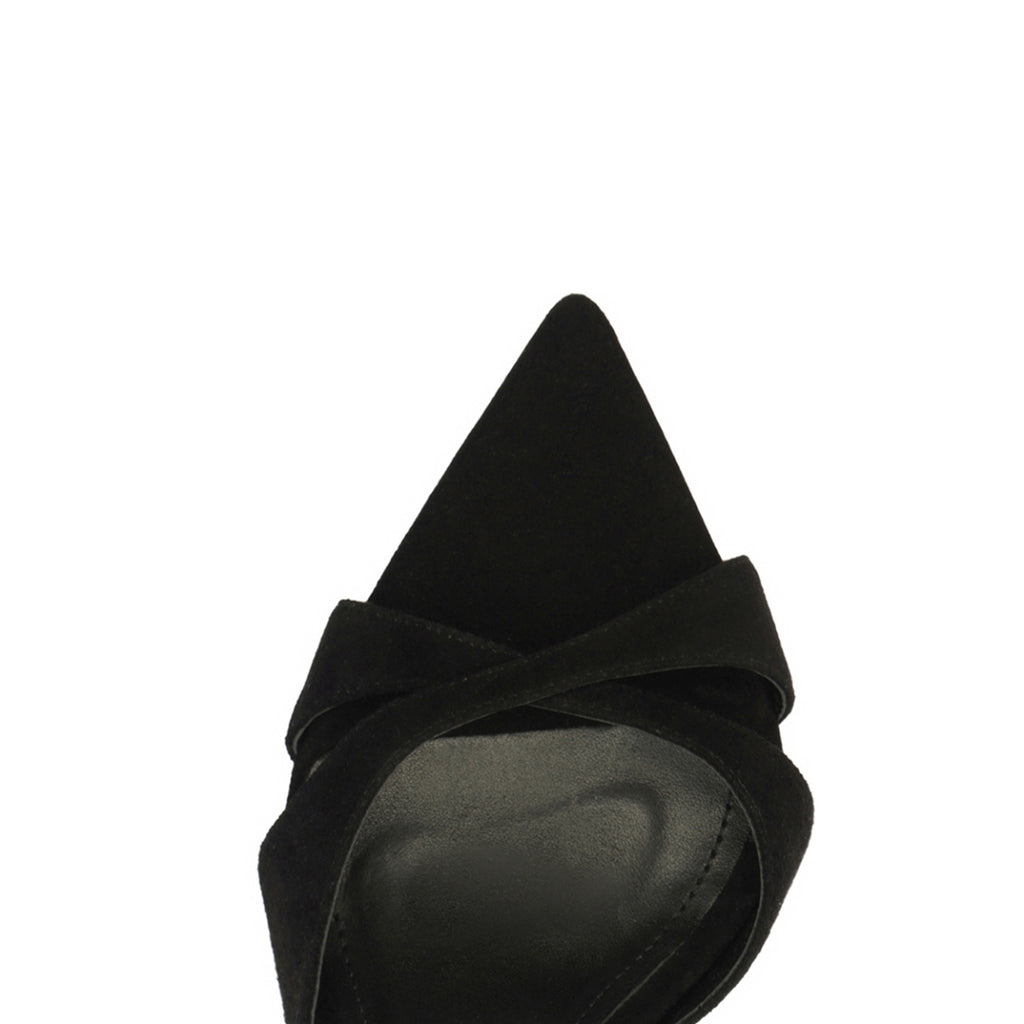Hilda Leaf Suede Sandal in Black
