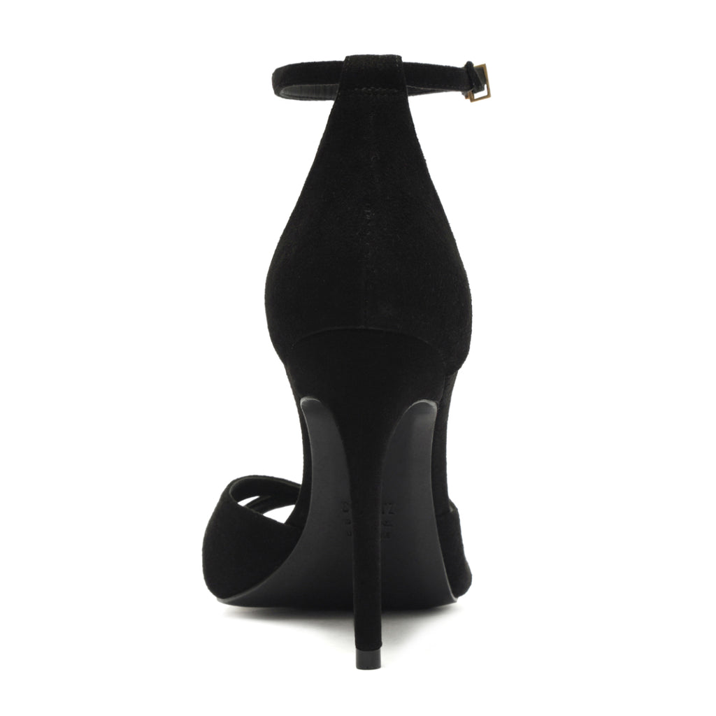 Hilda Leaf Suede Sandal in Black