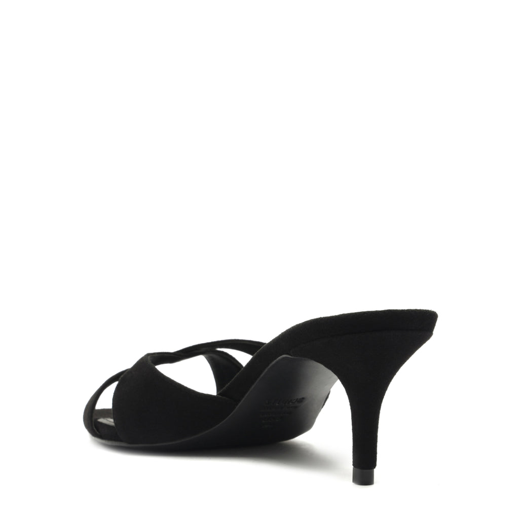 Hilda Leaf Mule Suede Sandal in Black