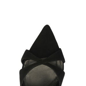 Hilda Leaf Mule Suede Sandal in Black