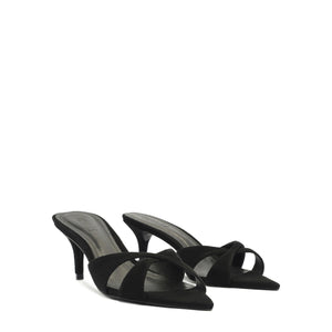 Hilda Leaf Mule Suede Sandal in Black