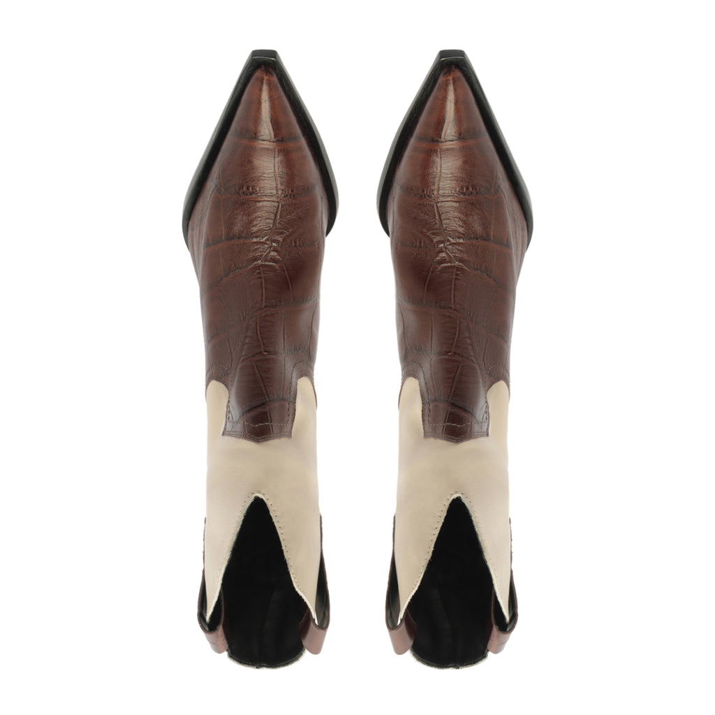 Memphis Croc Bootie in Root Brown