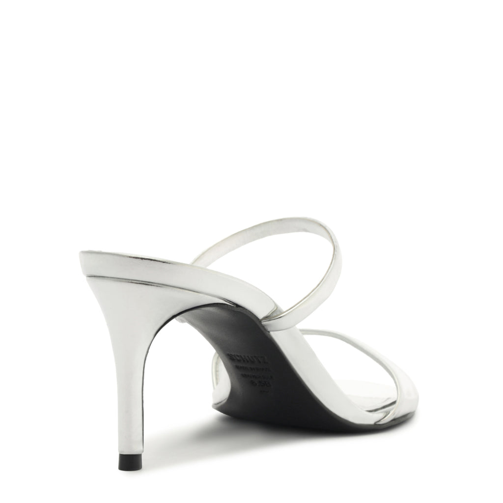 Jessica Mid Mule Metallic Sandal in Prata