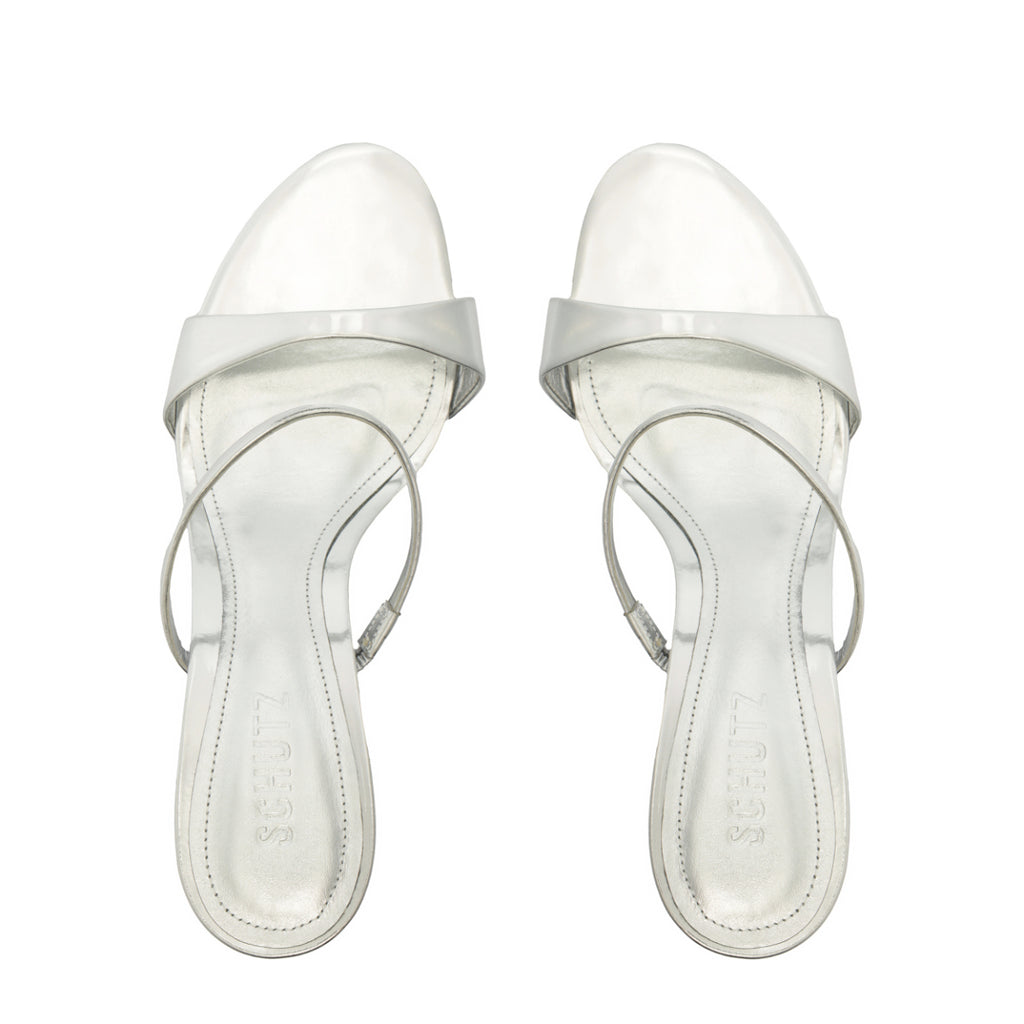Jessica Mid Mule Metallic Sandal in Prata