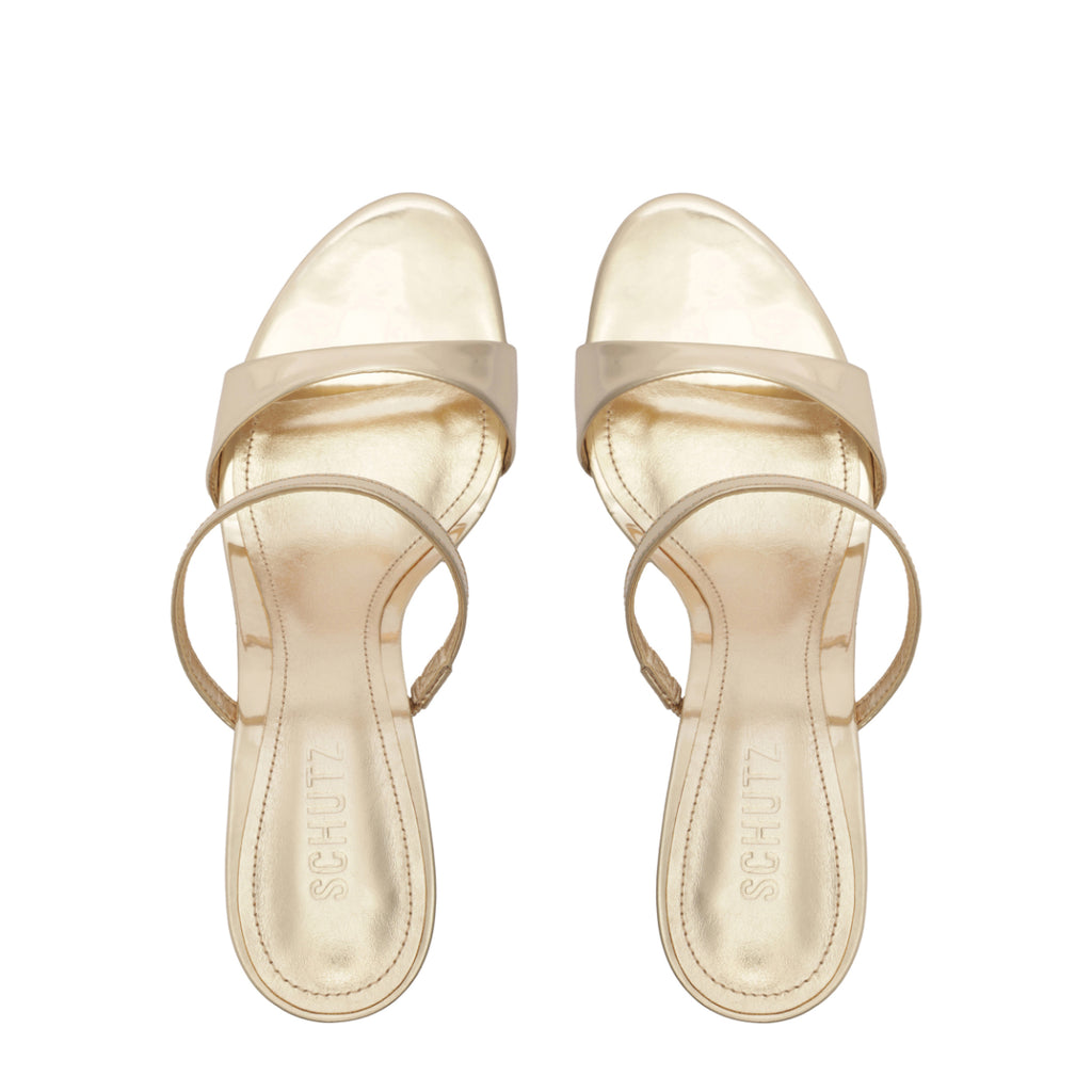 Jessica Mid Mule Metallic Sandal in Platina