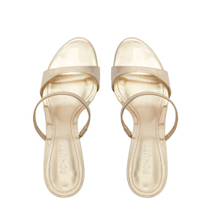 Jessica Mid Mule Metallic Sandal in Platina