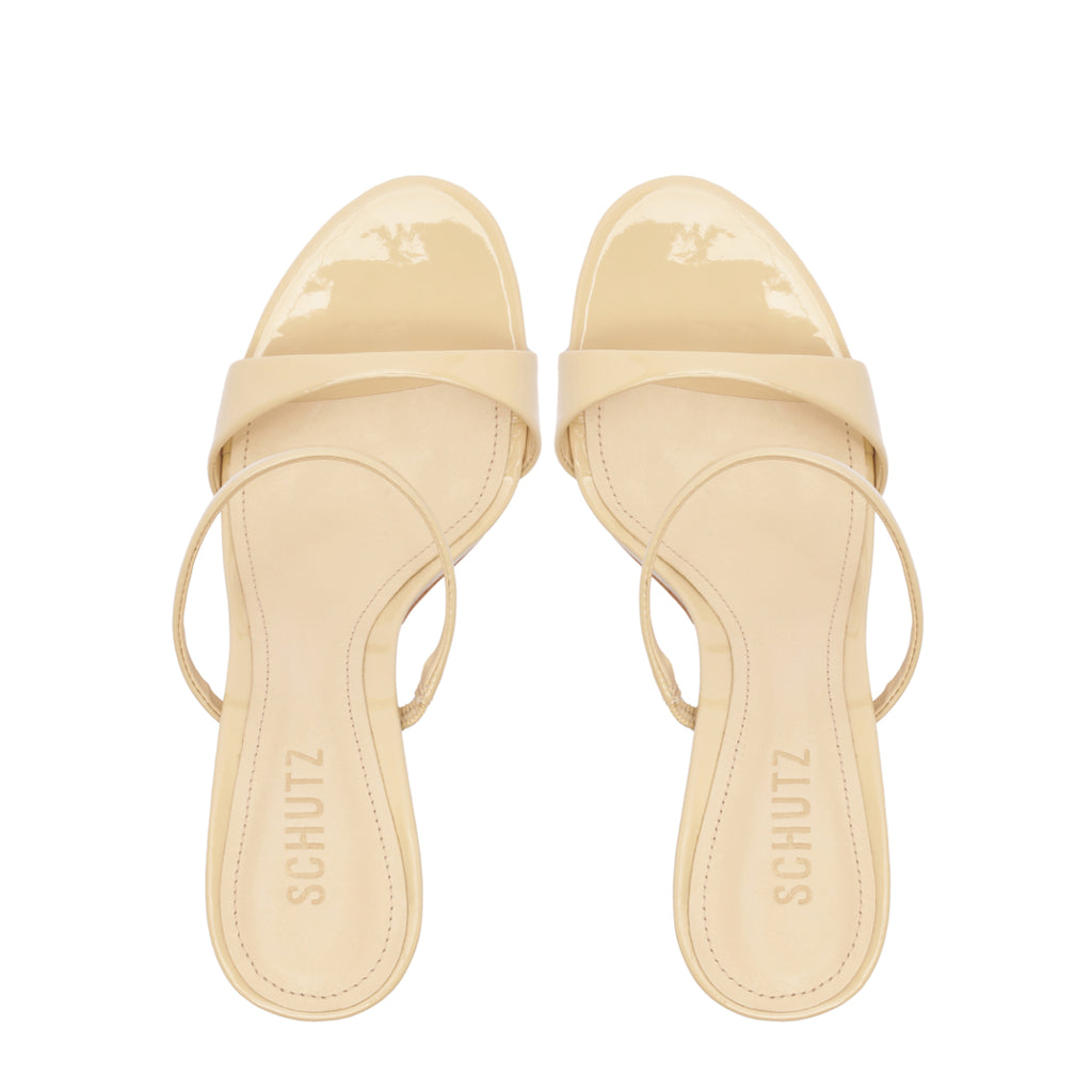 Jessica Mule Patent Sandal in Natural Nibs