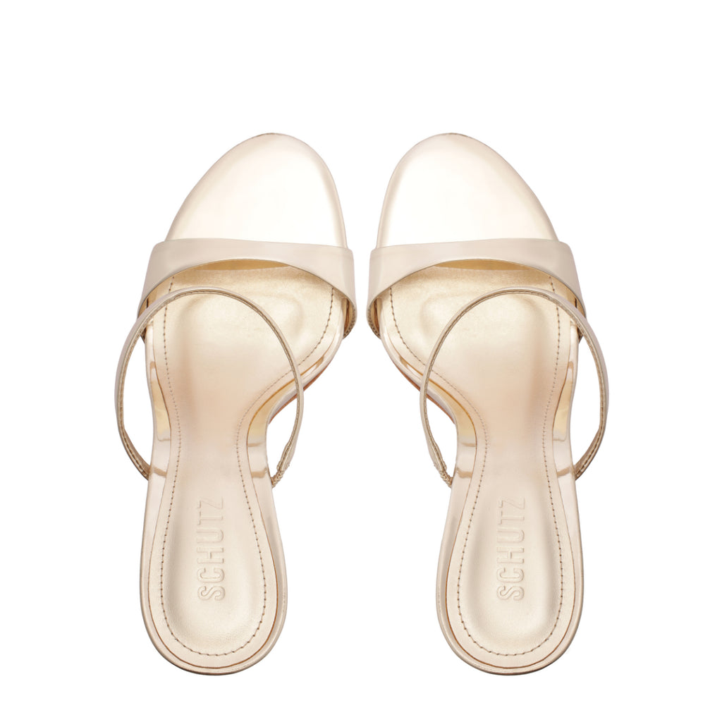 Jessica Mule Metallic Sandal in Platina