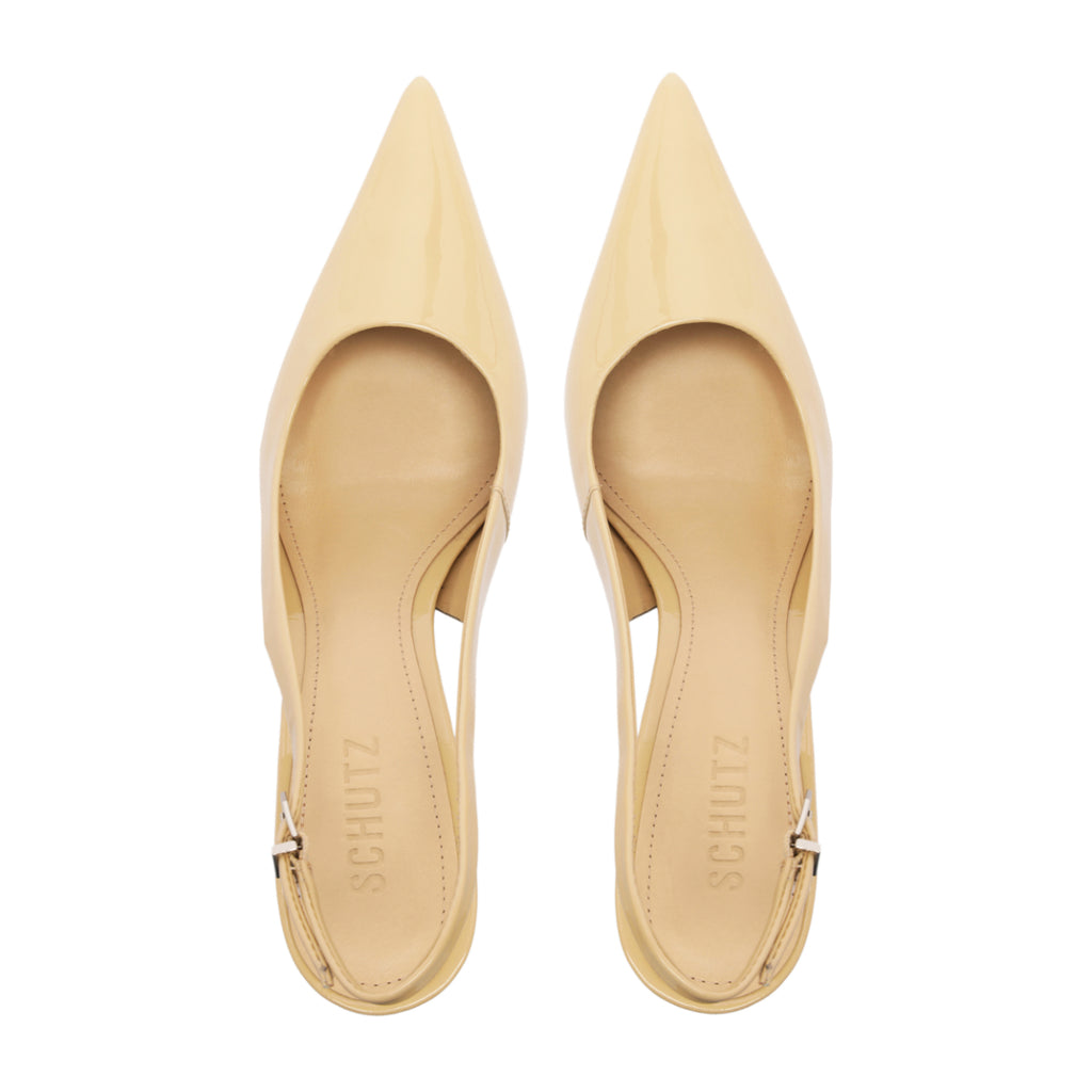 Paola Patent Pump in Buff Beige