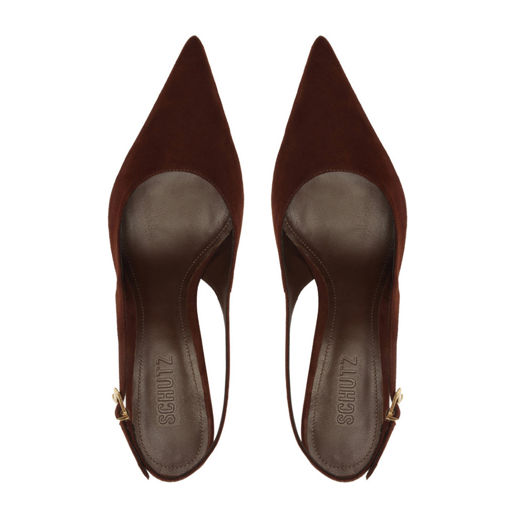 Alicia Sling Suede Pump in Root Brown