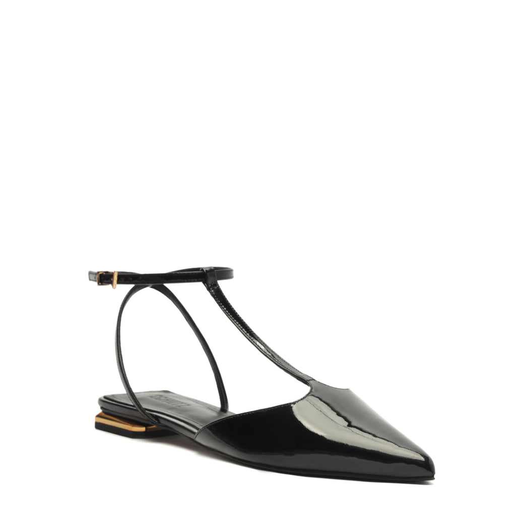 Allure T Patent Flat in Black