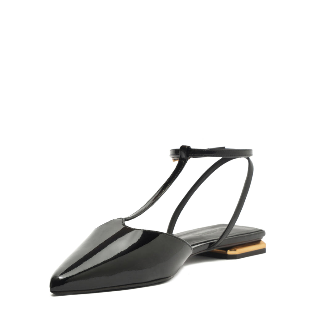 Allure T Patent Flat in Black