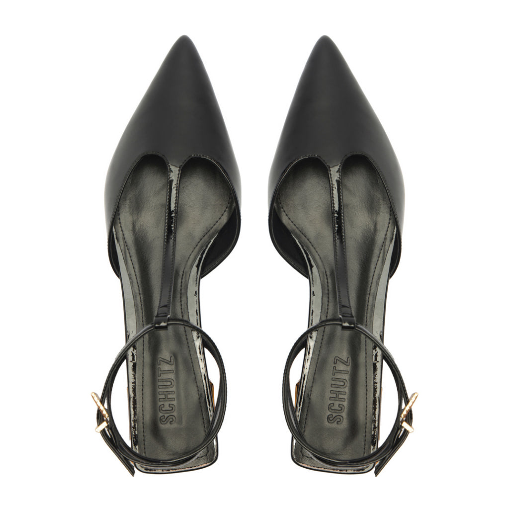 Allure T Patent Flat in Black